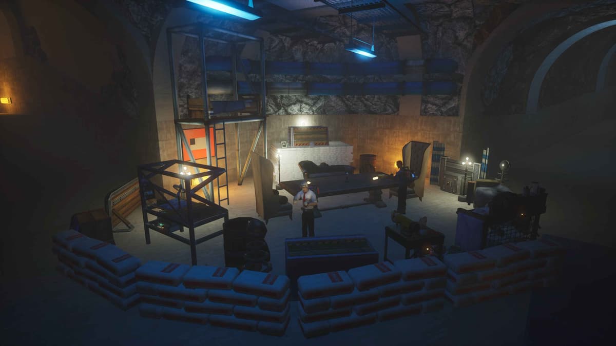 A well-organized player base with crafting stations and furniture in an underground facility