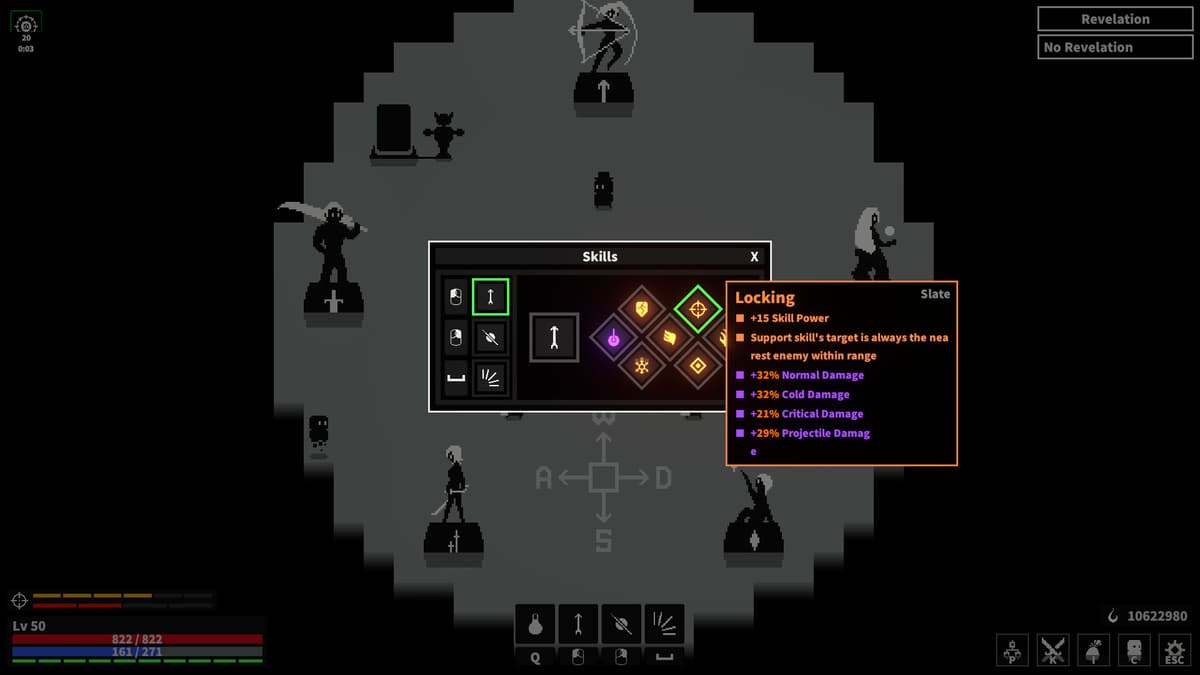 Build customization screen with Relics and Slates
