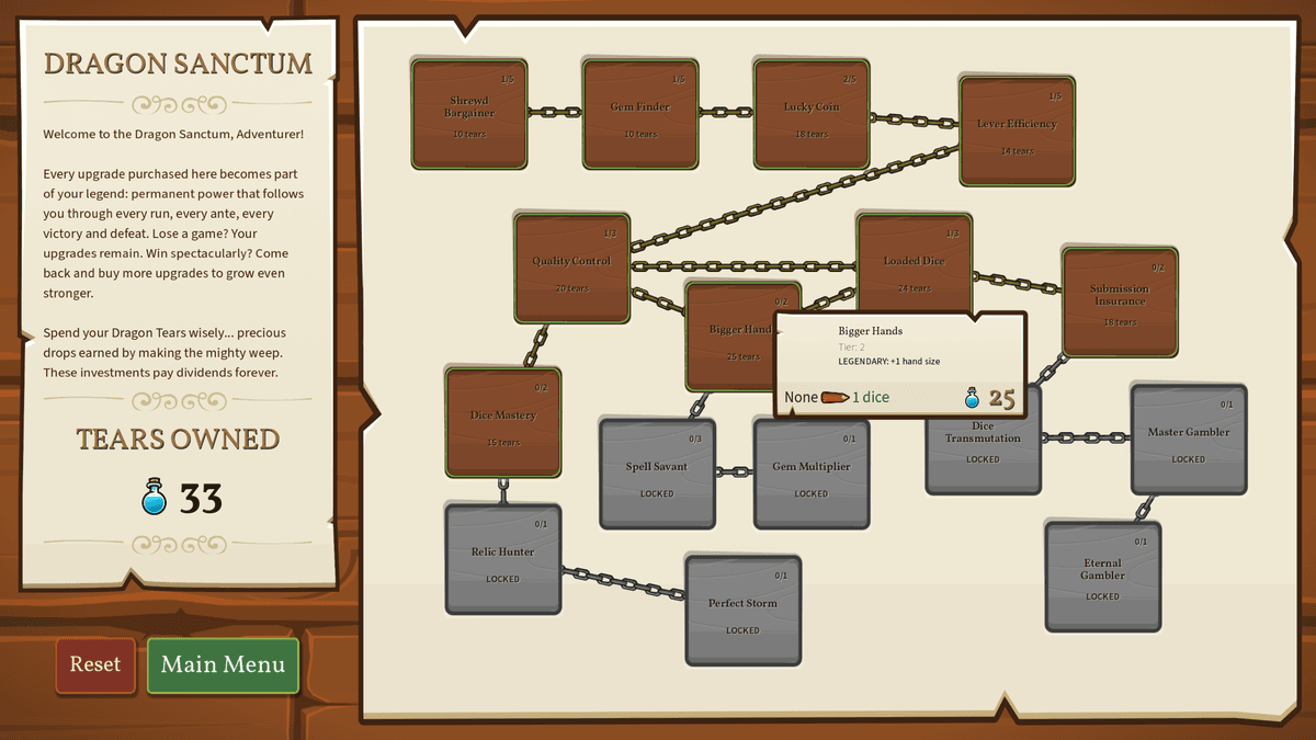 Dicey Bizniz meta progression